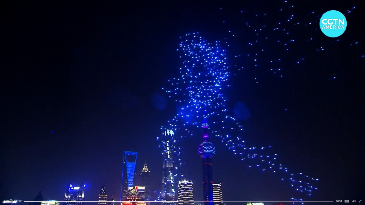 Shanghai drone cctv recorded display